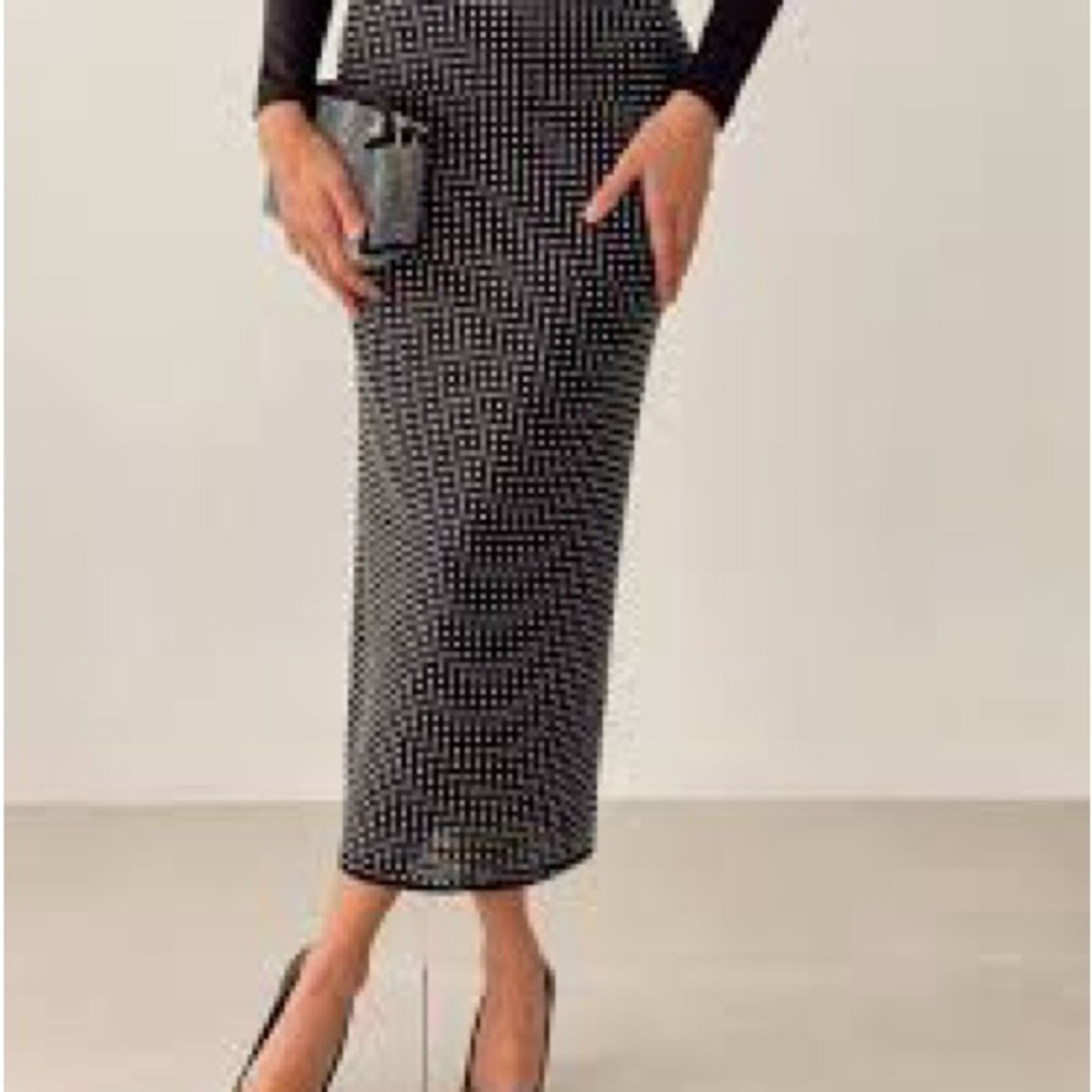 NWT Philosophy Black & White Stretchy Fitted Pencil Skirt Size 4